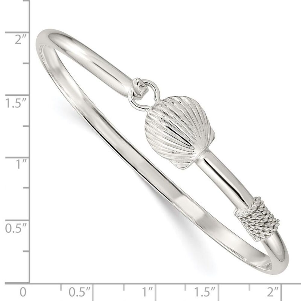 Kazi Luxury Sterling Silver Polished Shell Bangle - image 3